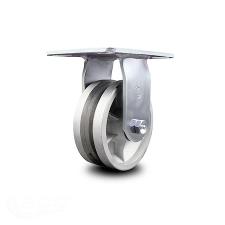 Service Caster 5 Inch Heavy Duty Top Plate V Groove Semi Steel Rigid Caster with Ball Bearing SCC-35R520-VGB